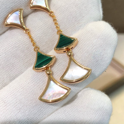 [⭐Corinne]DREAM EARRINGS 3 MOTIFS MALACHITE MOP PINK GOLD
