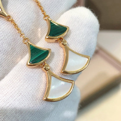 [⭐Corinne]DREAM EARRINGS 3 MOTIFS MALACHITE MOP PINK GOLD