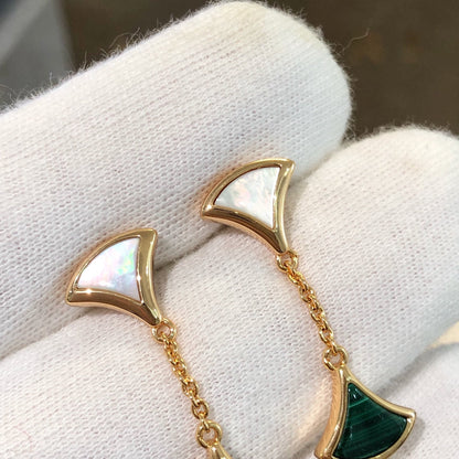 [⭐Corinne]DREAM EARRINGS 3 MOTIFS MALACHITE MOP PINK GOLD