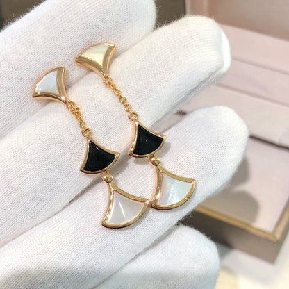 [⭐Corinne]DREAM EARRINGS 3 MOTIFS ONYX MOP PINK GOLD