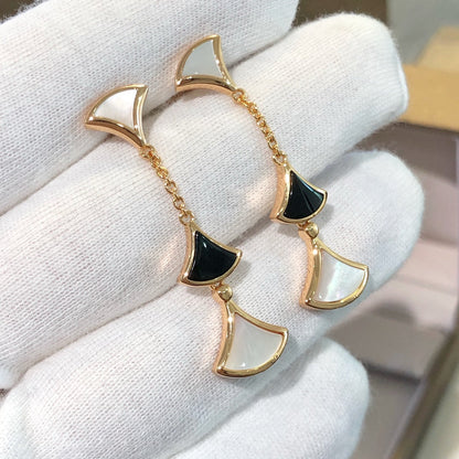 [⭐Corinne]DREAM EARRINGS 3 MOTIFS ONYX MOP PINK GOLD