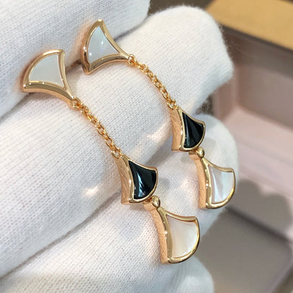 [⭐Corinne]DREAM EARRINGS 3 MOTIFS ONYX MOP PINK GOLD