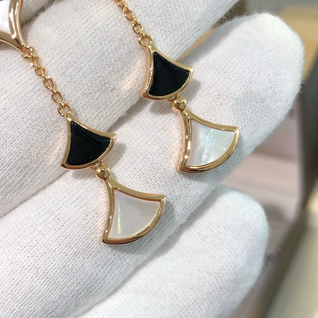 [⭐Corinne]DREAM EARRINGS 3 MOTIFS ONYX MOP PINK GOLD