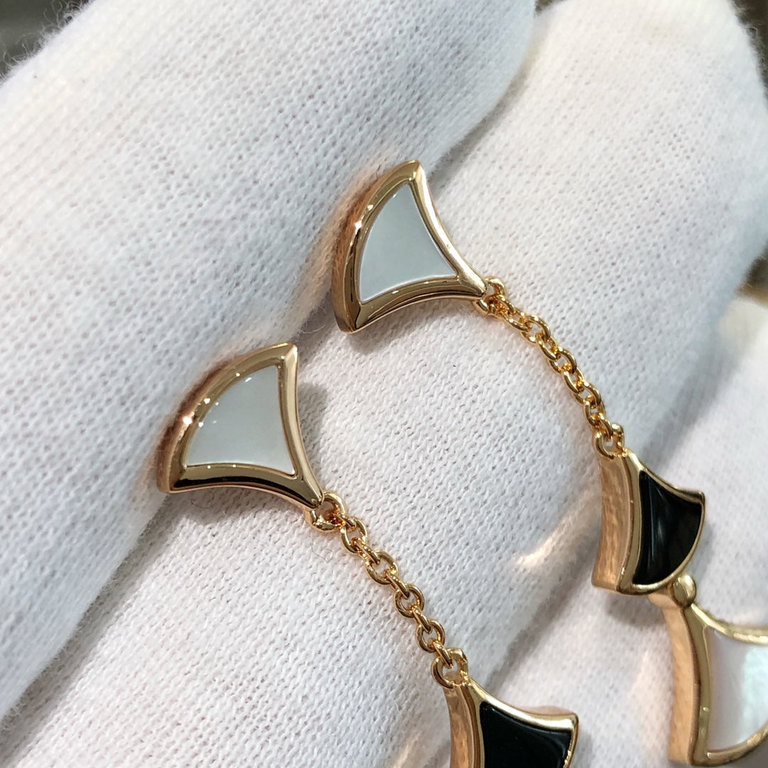 [⭐Corinne]DREAM EARRINGS 3 MOTIFS ONYX MOP PINK GOLD