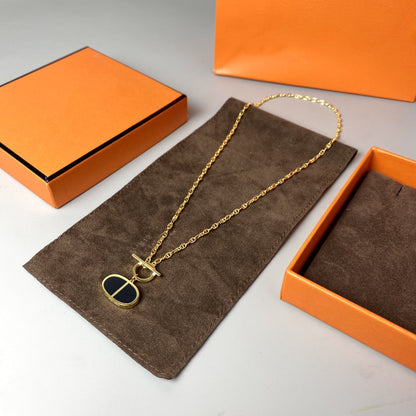 [⭐Corinne]CHAINE VERSO BLACK CERAMIC NECKLACE