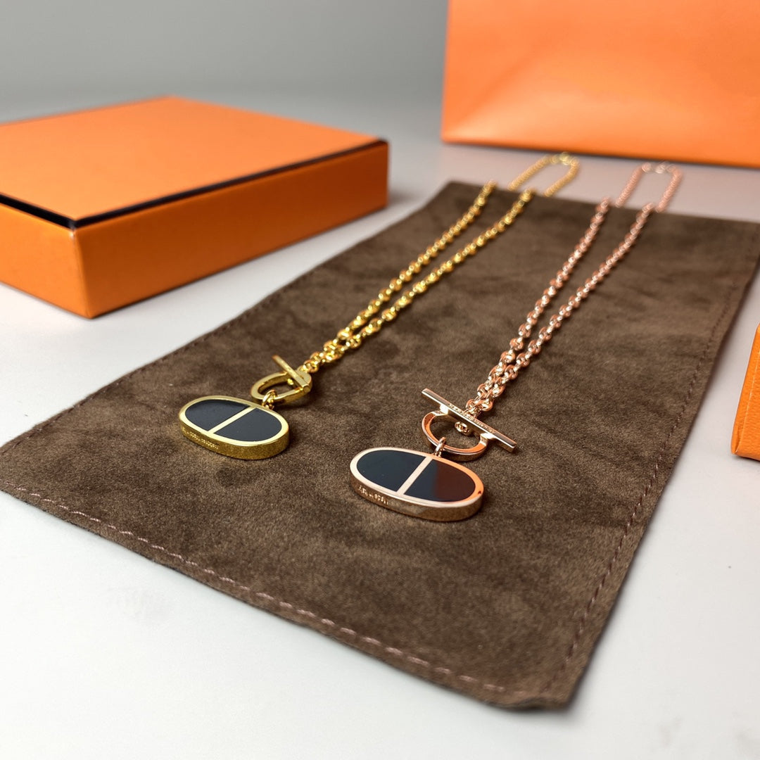 [⭐Corinne]CHAINE VERSO BLACK CERAMIC NECKLACE