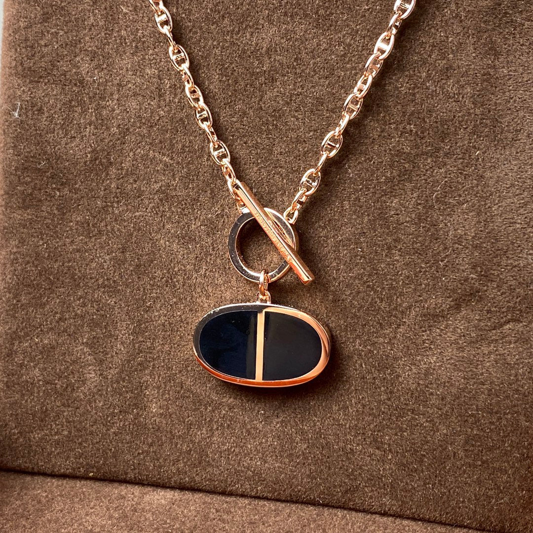 [⭐Corinne]CHAINE VERSO BLACK CERAMIC NECKLACE