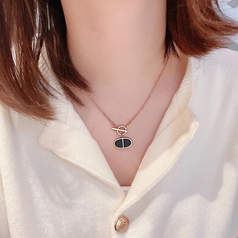 [⭐Corinne]CHAINE VERSO BLACK CERAMIC NECKLACE