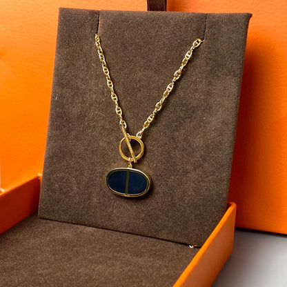 [⭐Corinne]CHAINE VERSO BLACK CERAMIC NECKLACE