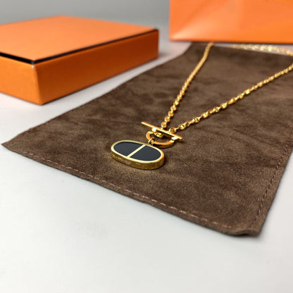 [⭐Corinne]CHAINE VERSO BLACK CERAMIC NECKLACE