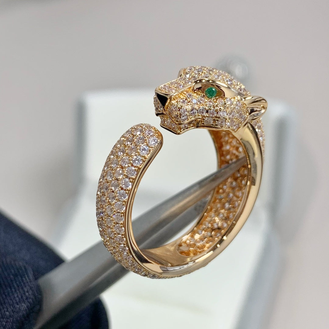 [⭐Corinne]PANTHERE PINK GOLD DIAMOND RING
