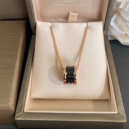 [⭐Corinne]ZERO 1 BLACK CERAMIC PINK GOLD NECKLACE
