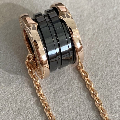 [⭐Corinne]ZERO 1 BLACK CERAMIC PINK GOLD NECKLACE