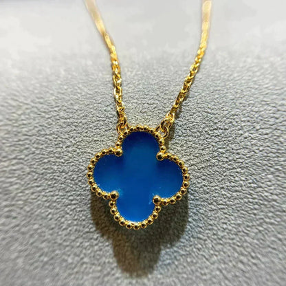 [⭐Corinne]CLOVER 15MM BLUE AGATE NECKLACE