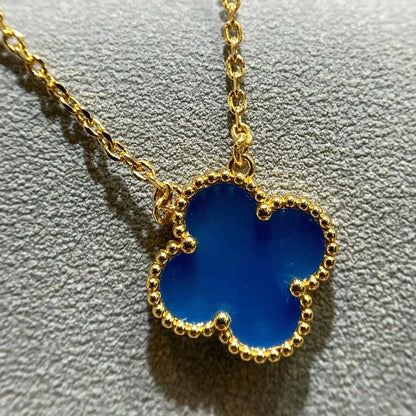 [⭐Corinne]CLOVER 15MM BLUE AGATE NECKLACE