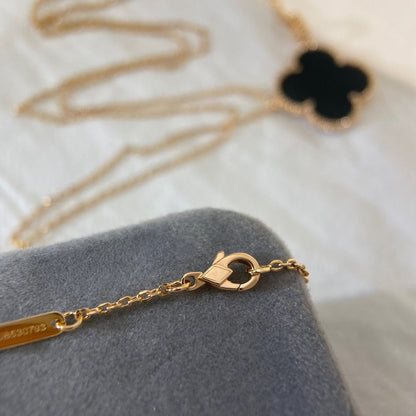 [⭐Corinne]CLOVER 25MM NECKLACE GOLD ONYX