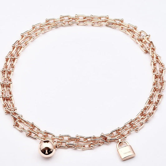[Corinne]HARDWEAR PINK GOLD WRAP NECKLACE