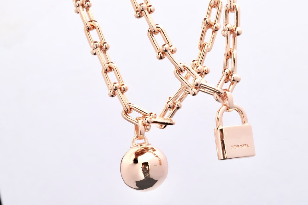 [Corinne]HARDWEAR PINK GOLD WRAP NECKLACE