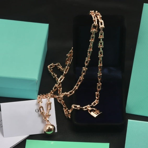 [Corinne]HARDWEAR PINK GOLD WRAP NECKLACE