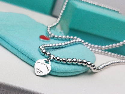 [Corinne]HEART PEDANT SILVER BALL CHAIN NECKLACE