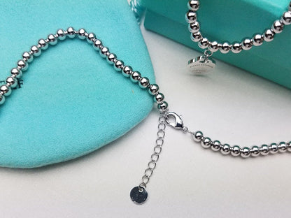 [Corinne]HEART PEDANT SILVER BALL CHAIN NECKLACE