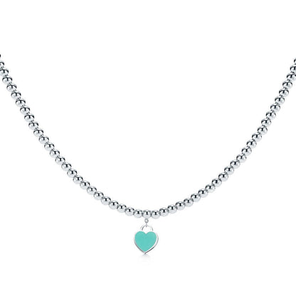[Corinne]HEART PEDANT SILVER BALL CHAIN NECKLACE