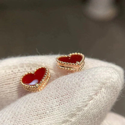 [⭐Corinne]HEART CARNELIAN STUD EARRINGS