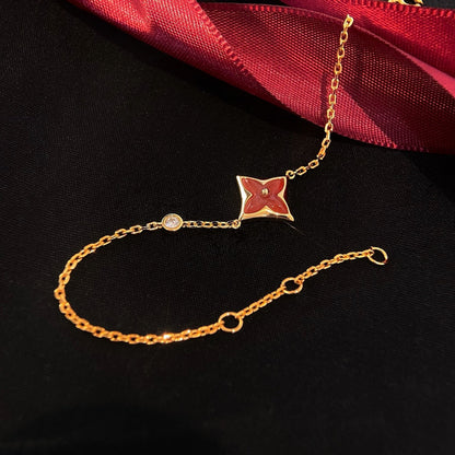 [⭐Corinne]COLOR STAR CARNELIAN PINK GOLD DIAMOND BRACELET