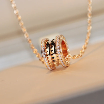 [⭐Corinne]ZERO 1 ROCK PEDANT PINK GOLD NECKLACE