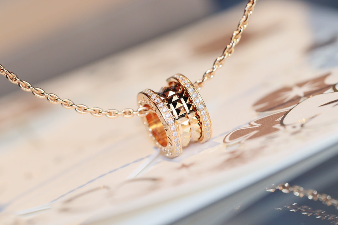 [⭐Corinne]ZERO 1 ROCK PEDANT PINK GOLD NECKLACE