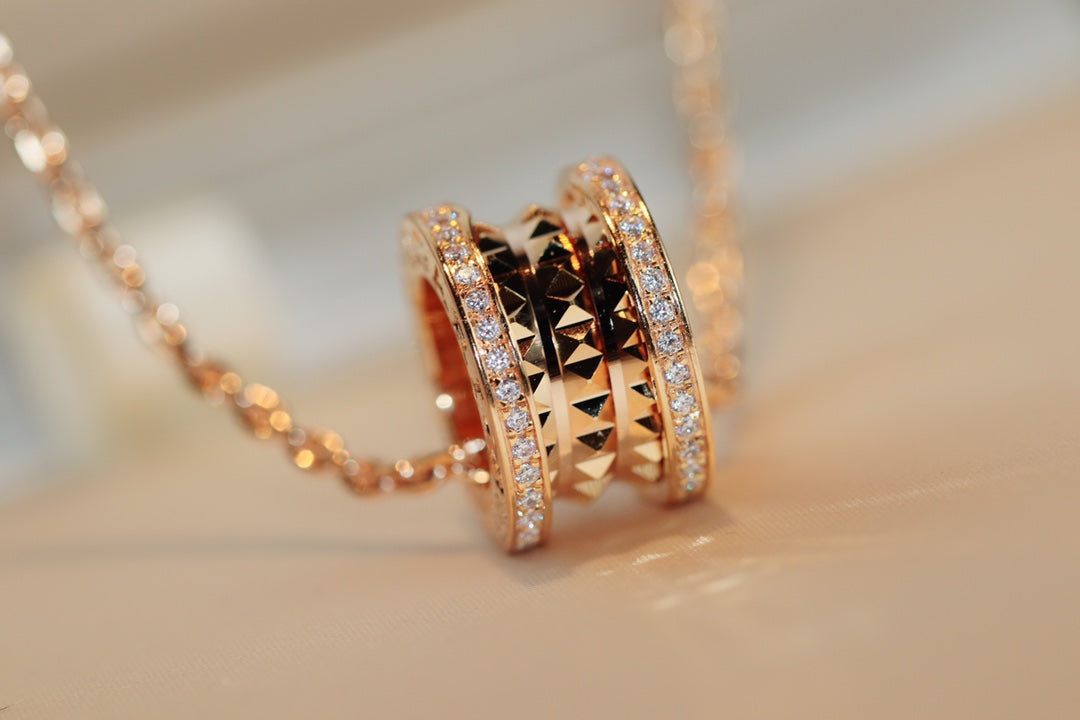 [⭐Corinne]ZERO 1 ROCK PEDANT PINK GOLD NECKLACE