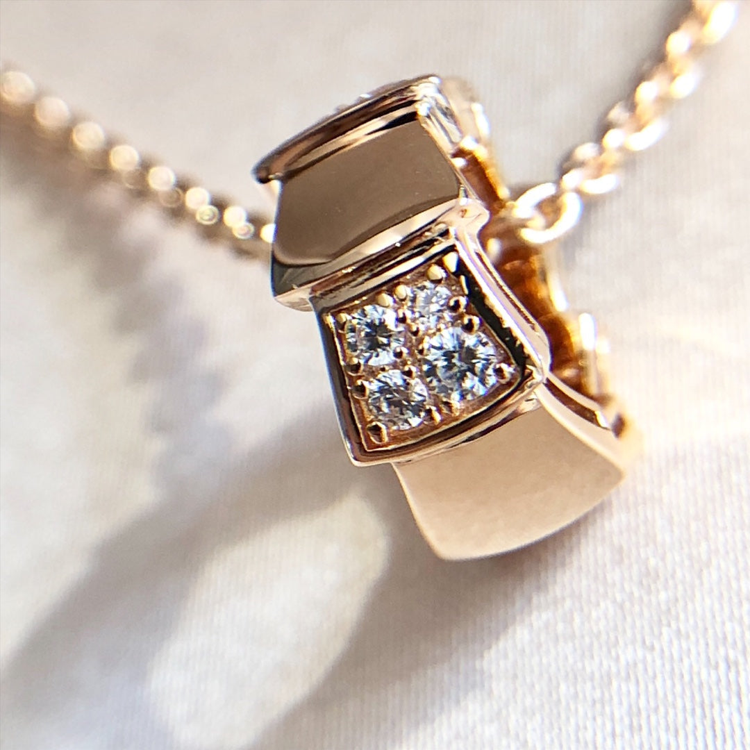 [⭐Corinne]SERPENTI PEDANT DIAMOND PINK GOLD NECKLACE