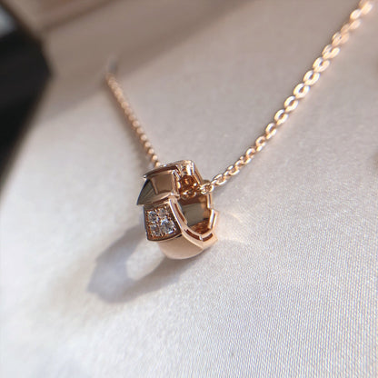 [⭐Corinne]SERPENTI PEDANT DIAMOND PINK GOLD NECKLACE