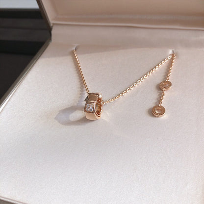 [⭐Corinne]SERPENTI PEDANT DIAMOND PINK GOLD NECKLACE