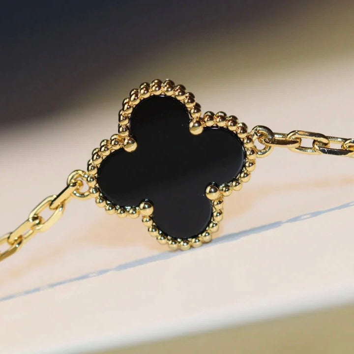 [⭐Corinne]CLOVER 20 MOTIFS ONYX NECKLACE
