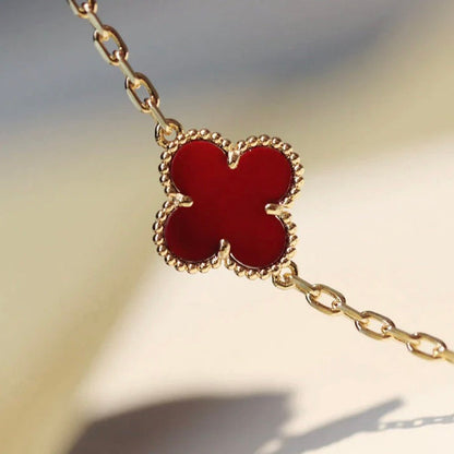 [⭐Corinne]CLOVER 20 MOTIFS CARNELIAN NECKLACE