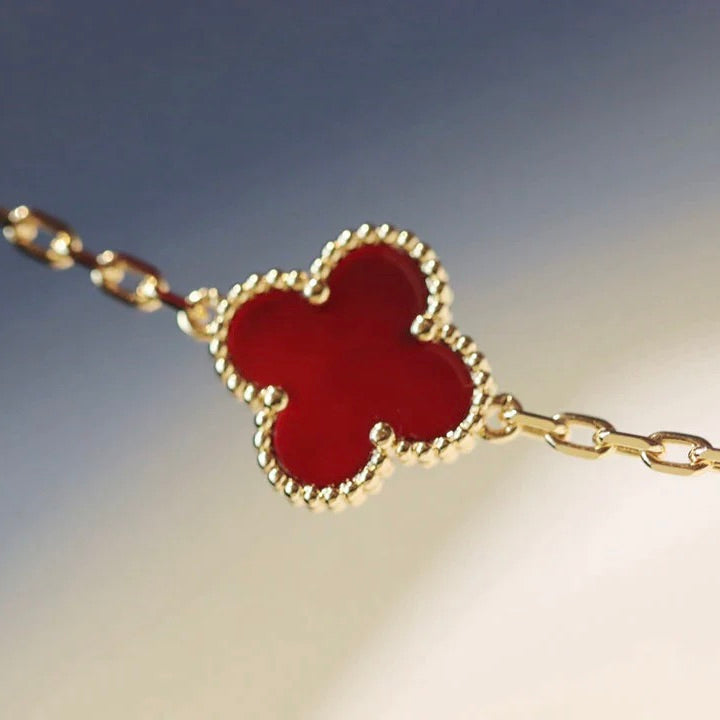 [⭐Corinne]CLOVER 20 MOTIFS CARNELIAN NECKLACE