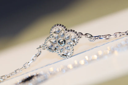 [⭐Corinne]CLOVER 20 MOTIFS ONYX DIAMOND SILVER