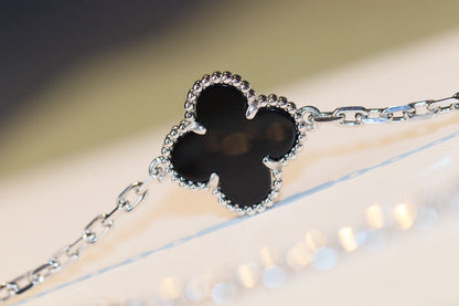 [⭐Corinne]CLOVER 20 MOTIFS ONYX DIAMOND SILVER