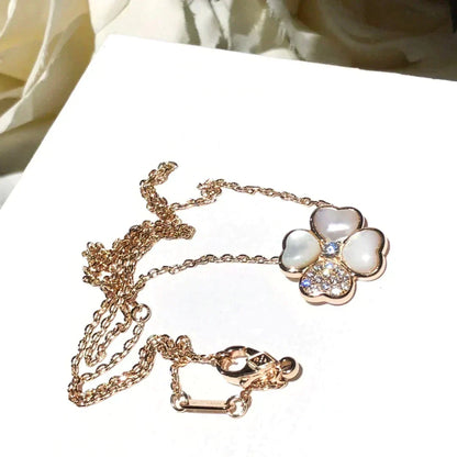 [⭐Corinne]CLOVER MOP DIAMOND ROSE GOLD NECKLACE