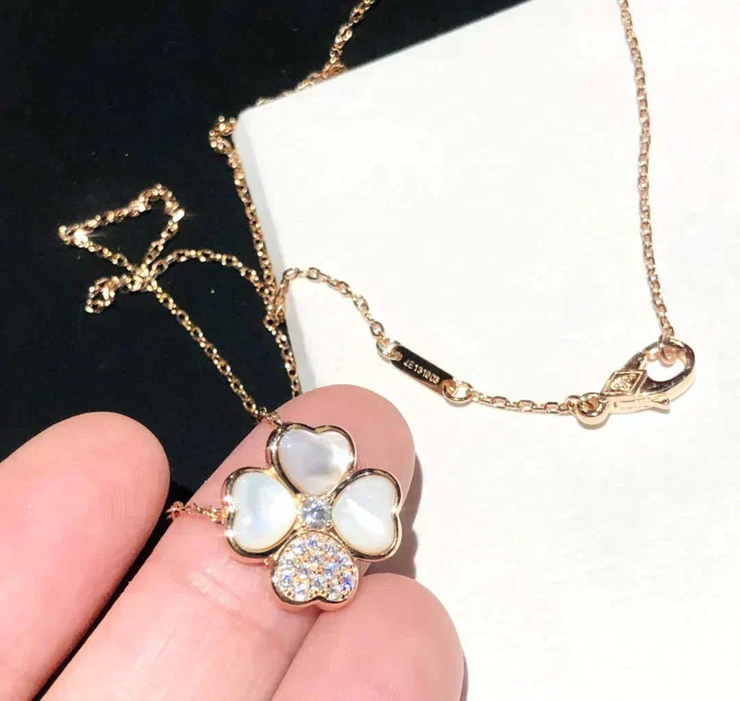 [⭐Corinne]CLOVER MOP DIAMOND ROSE GOLD NECKLACE