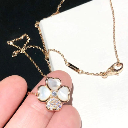 [⭐Corinne]CLOVER MOP DIAMOND ROSE GOLD NECKLACE