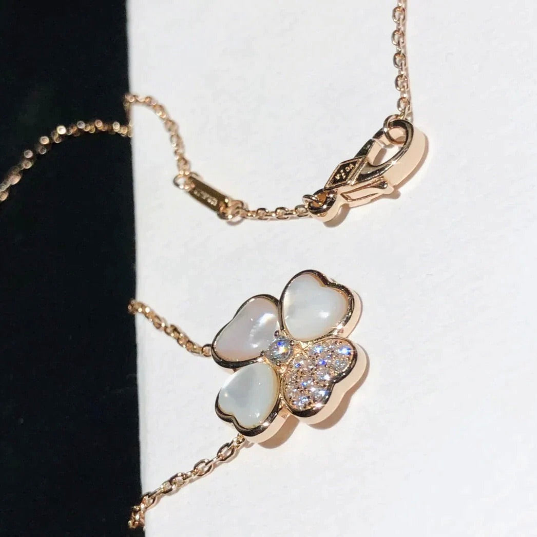 [⭐Corinne]CLOVER MOP DIAMOND ROSE GOLD NECKLACE
