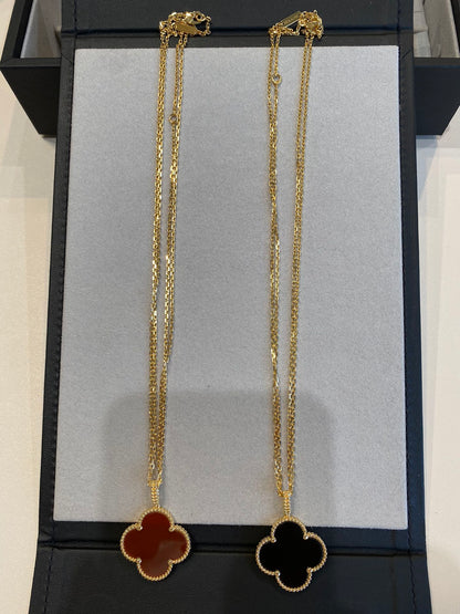 [⭐Corinne]CLOVER 25MM NECKLACE GOLD CARNELIAN