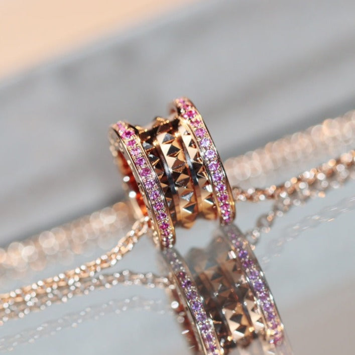 [⭐Corinne]ZERO 1 ROCK PINK GOLD PINK DIAMOND NECKLACE