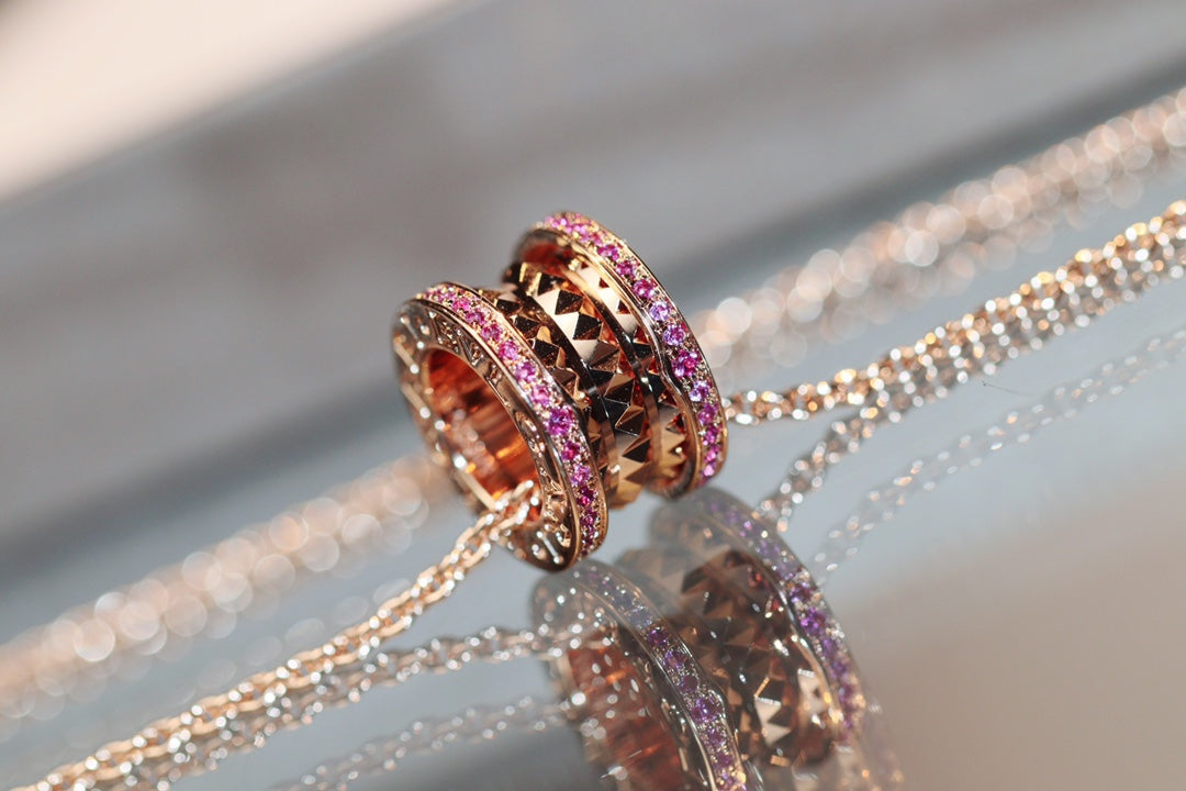 [⭐Corinne]ZERO 1 ROCK PINK GOLD PINK DIAMOND NECKLACE