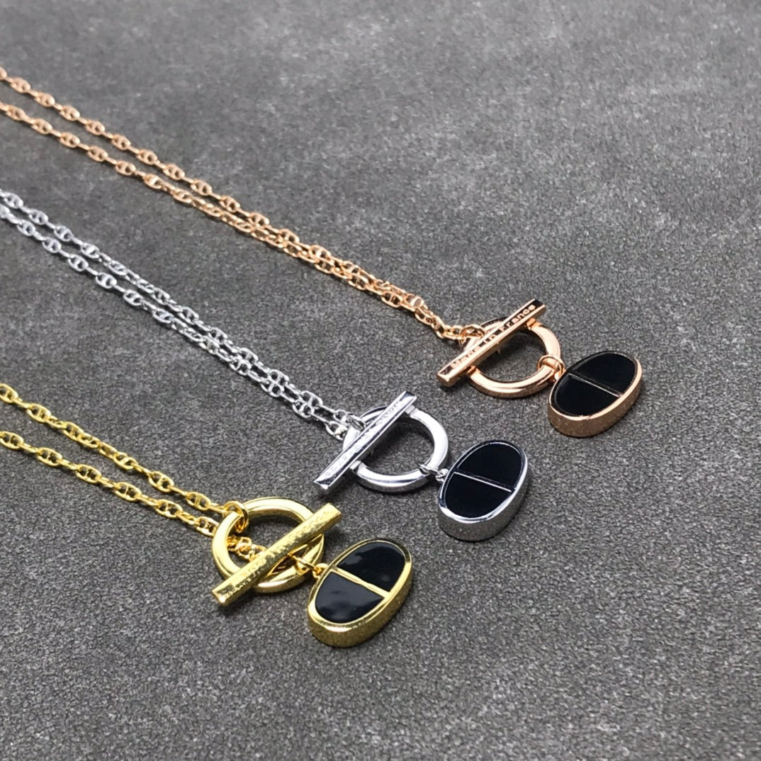 [⭐Corinne]CHAINE VERSO BLACK CERAMIC  NECKLACE