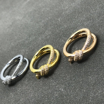 [Corinne]KNOT RING DOUBLE ROW DIAMOND