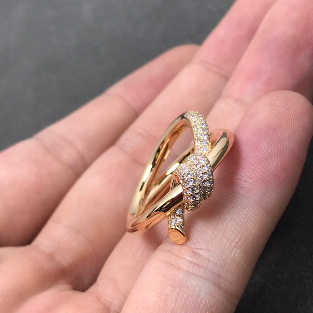 [Corinne]KNOT RING DOUBLE ROW DIAMOND