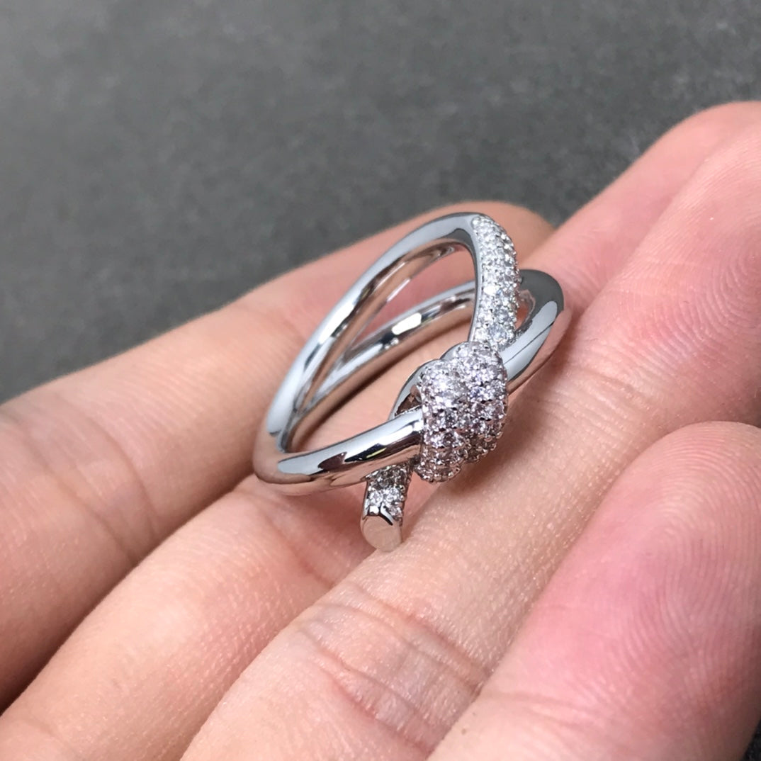 [Corinne]KNOT RING DOUBLE ROW DIAMOND